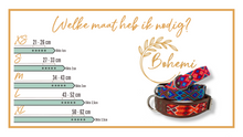 Afbeelding in Gallery-weergave laden, Maattabel hondenhalsband – afmetingen voor small, medium en large halsbanden van Bohemi Dogs
